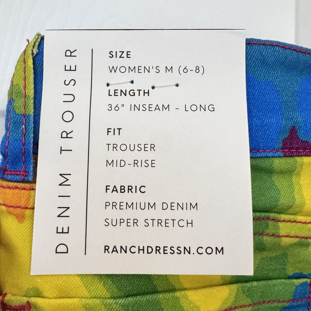 Ranch Dress'n Women's Tie Dye Flare Jeans M Rainbow Psychedelic Festival Boho - Picture 6 of 6